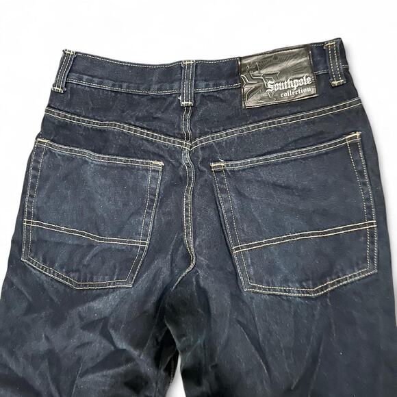 Vintage SOUTHPOLE Jeans Men's 34 Y2K Blue Dark Wash Wide Leg Baggy Hip Hop - Picture 5 of 5